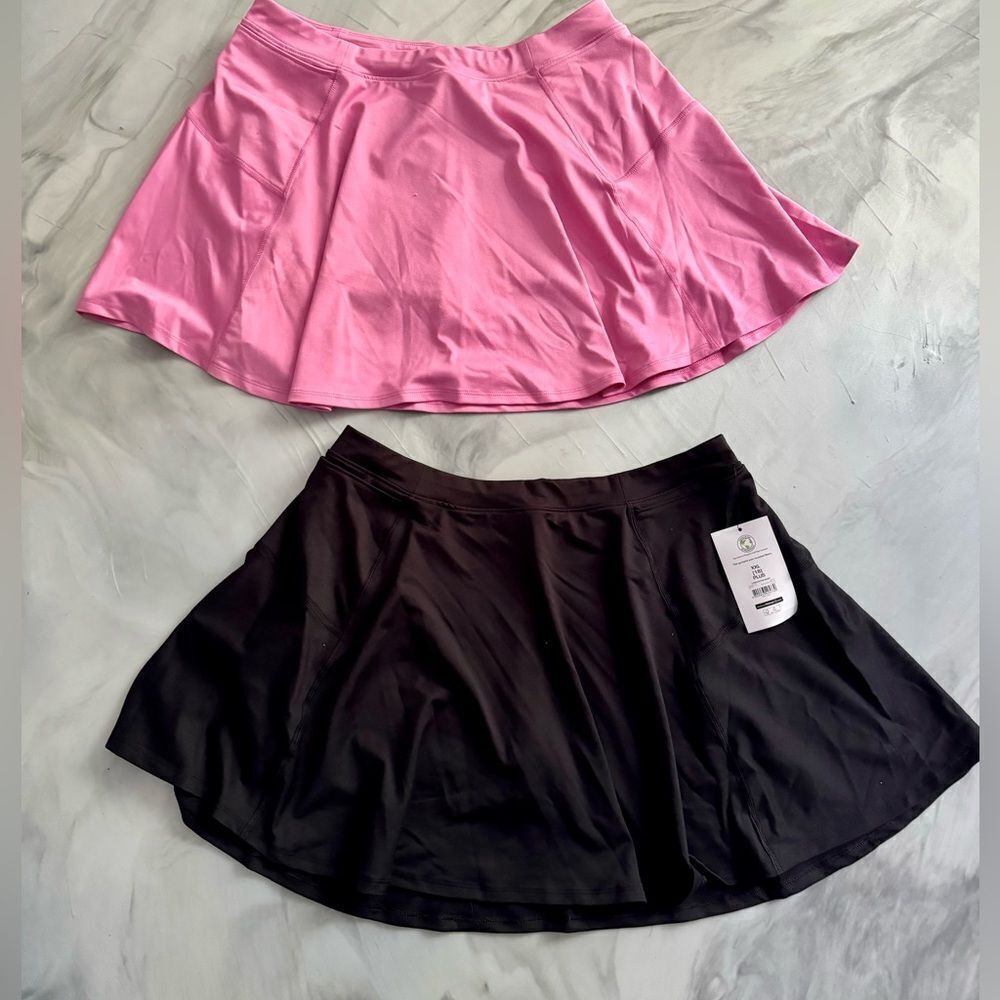 NWT New ATHLETIC WORKS Set 2 Girls Athletic Skorts Skirts Pink Black Plus XXL 18 - Picture 4 of 7